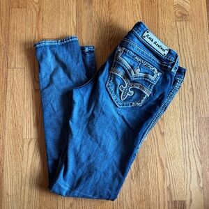 Rock Revival Dark Blue Denim with Embellished Pockets